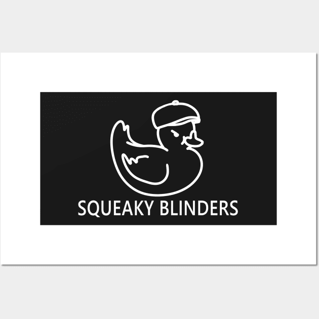 Squeaky Blinders funny cute angry rubber duck quote lettering line digital illustration Wall Art by AlmightyClaire